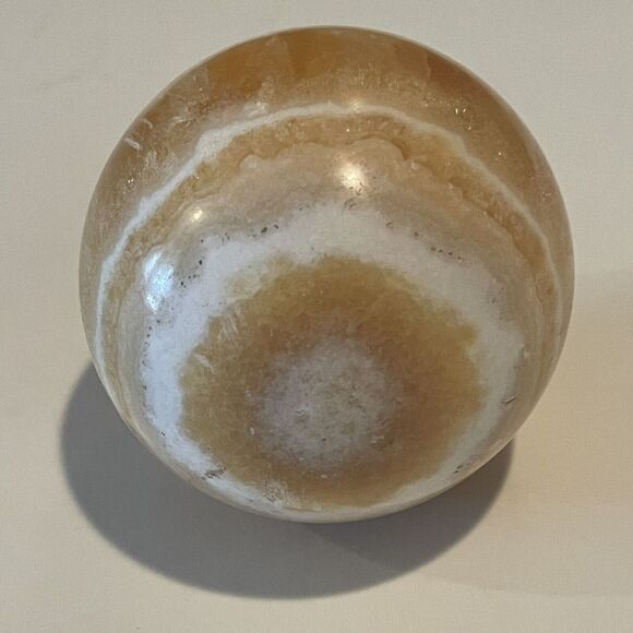 Natural Yellow Calcite Sphere Mineral Crystal Ball Healing 354 Grams Approx 2.5